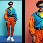 A unique AI-generated character wearing stylish, original clothing, showcasing heavy Photoshop retouching with vibrant and altered color palettes, a personalized backstory influencing its distinct appearance, set against a backdrop that highlights this character's individual narrative, avoiding any resemblance to existing copyrighted characters.
