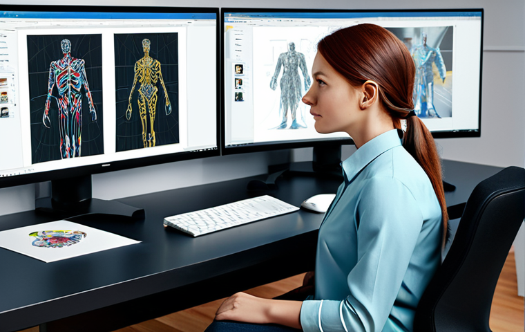 AI-Assisted Inspiration**
"A professional digital artist, fully clothed in a modest studio outfit, looking thoughtfully at multiple character design concepts generated by AI on a large monitor, appropriate content, safe for work, perfect anatomy, correct proportions, well-formed hands, modern artistic workspace, professional quality, family-friendly."
**