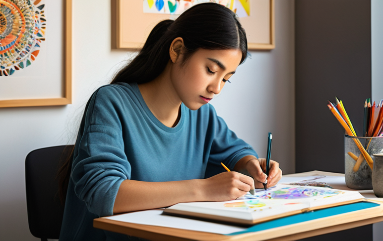 캐릭터디자인 자격증 필기 시험 대비 자료 정리 - **Prompt 1:** A young adult student, approximately 20-24 years old, male or female, with neat, casua...