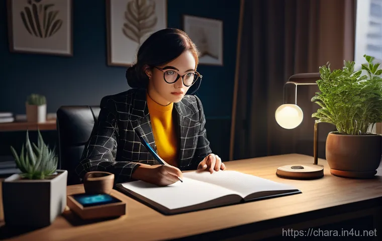 캐릭터디자이너가 알아야 할 법률 상식 - **Prompt 1: The Vigilant Creator**
    A focused female character designer, in her late 20s or early...