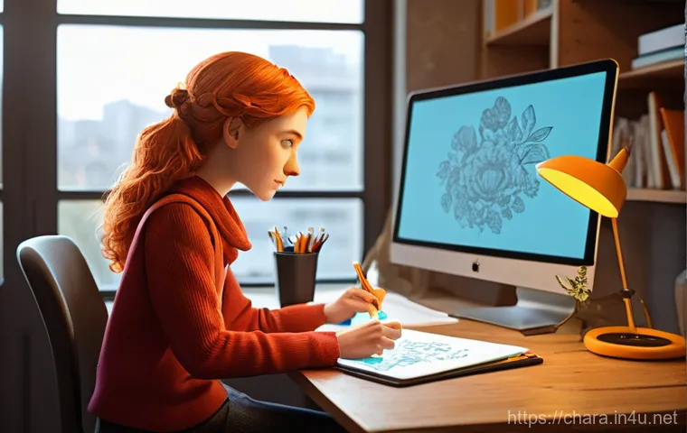 캐릭터디자인 자격증 학습을 위한 자료 정리 - **Prompt:** A female character designer in her late 20s, with a focused and thoughtful expression, i...