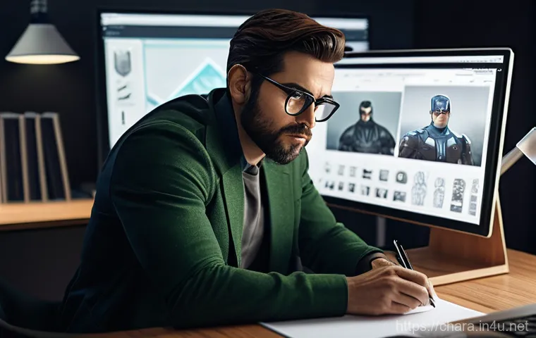 캐릭터디자인 자격증 학습을 위한 자료 정리 - **Prompt:** A diverse group of three students (a young woman, a middle-aged man, and a young man, al...