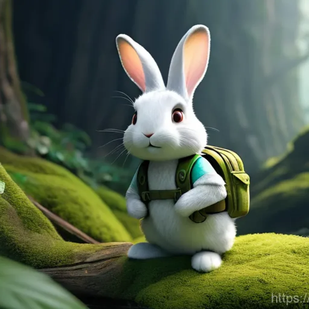 캐릭터디자인 대회 준비 체크리스트 - A whimsical and brave forest rabbit character, designed with soft, rounded shapes and a vibrant past...