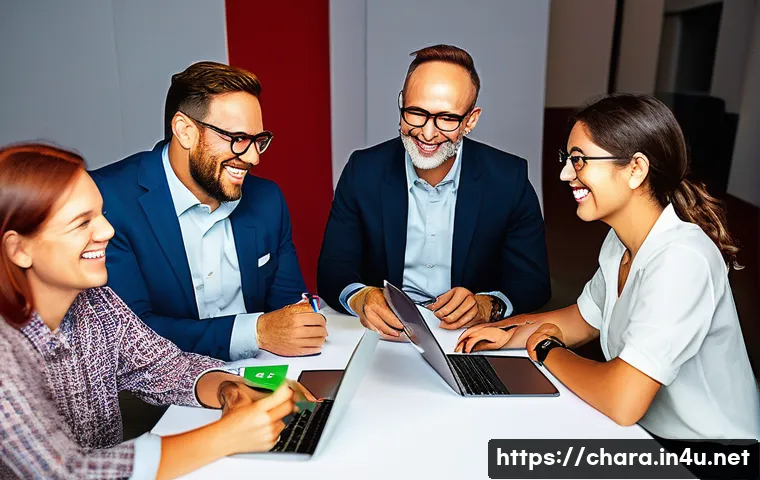 캐릭터디자인 업계 네트워킹 팁 - A vibrant networking event for character designers in a modern conference hall, diverse creative pro...